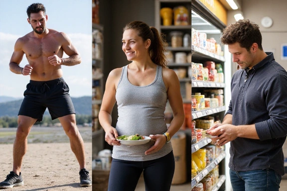 Atleta che si allena, donna incinta che mangia sano, persona con celiachia che sceglie alimenti senza glutine
